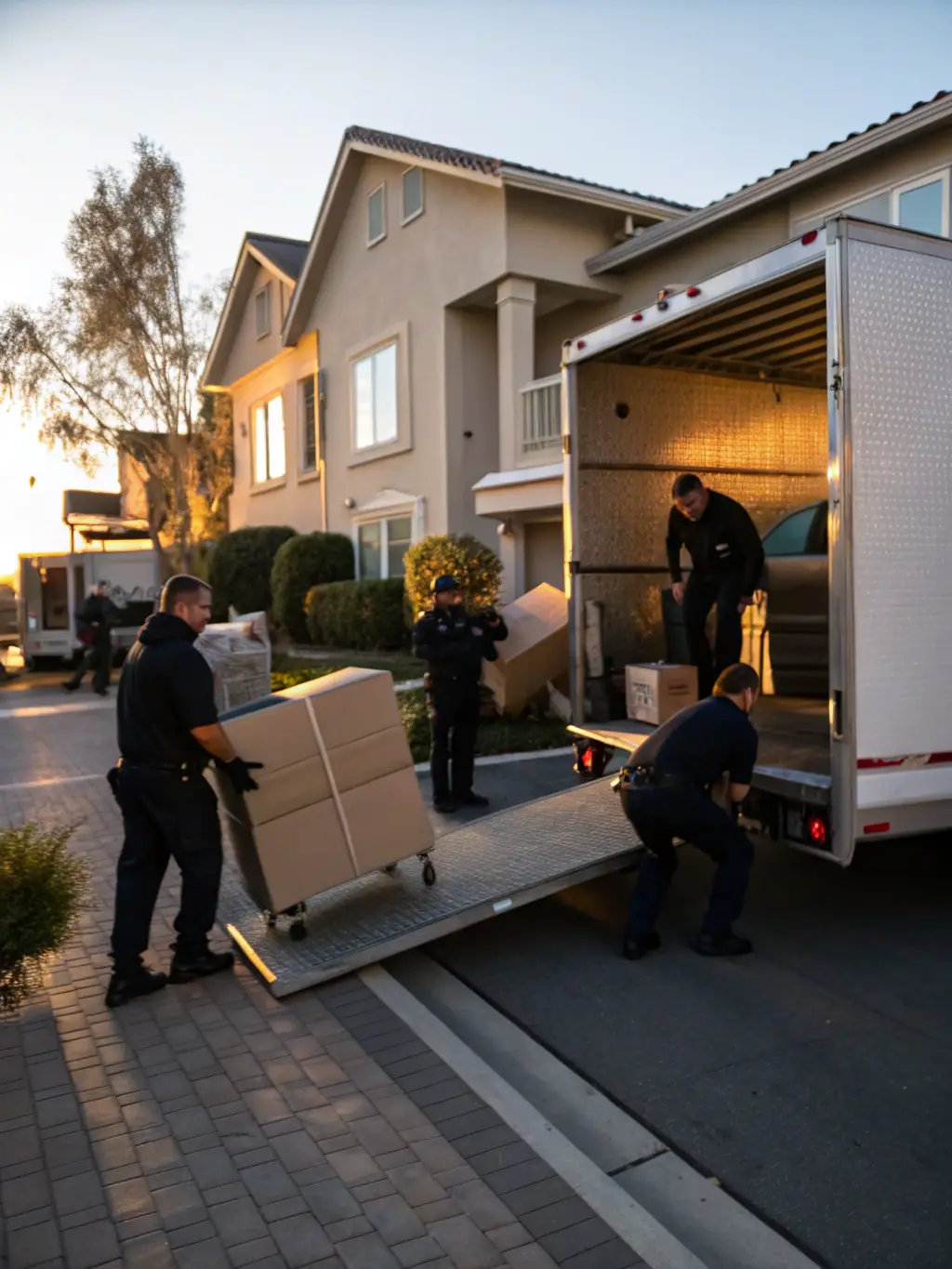 Professional movers carefully loading furniture into a moving truck, ensuring safe and efficient relocation services.
